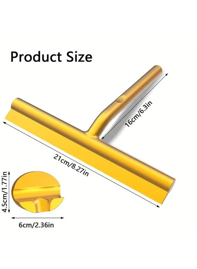 Silvery Stainless Steel Silicone Wiper Ergonomic Handle Bathroom Toilet Glass Cleaning Tool - Image 2